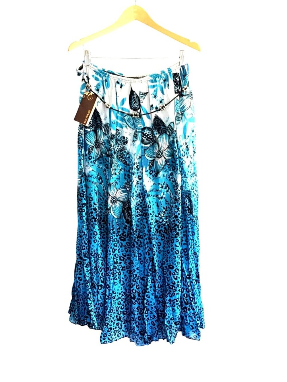 MULTIPLES-WOMEN ELASTIC WAISTW/ JEWEL BELT BOHEMIAN MAXI SKIRT SIZE X-LARGE